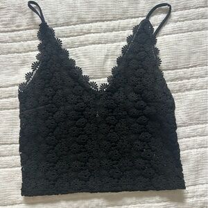 H&M Black Lace Detail Blouse